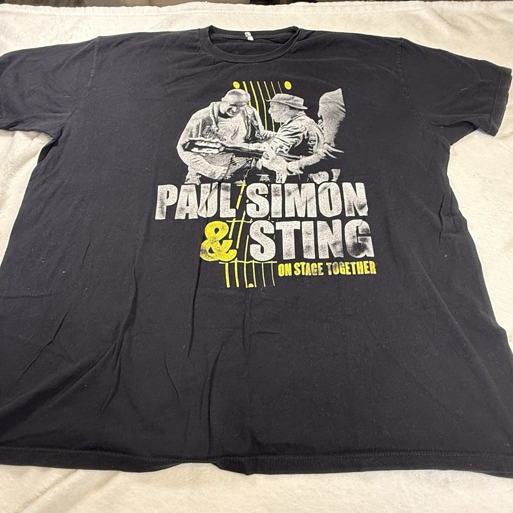 Paul Simon Sting On Stage Together 2014 Tour T-Shirt Mens 2XL Black Alstyle